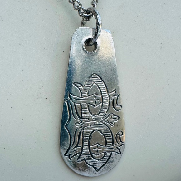 Vintage Silver Spoon Monogrammed Letter B Artisan Pendant with 925 Rope Necklace - Picture 8 of 14